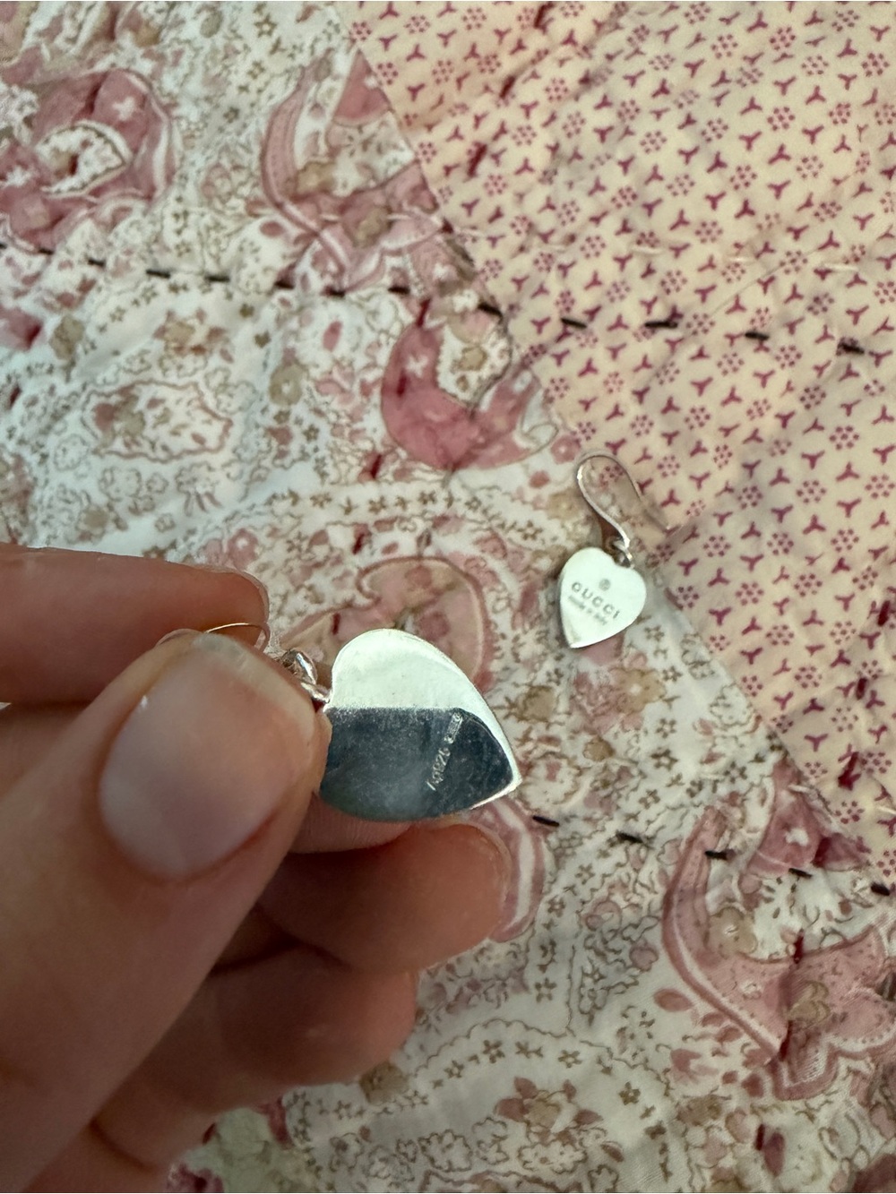 Gucci Silver Heart Drop Earrings - Silver - Picture 4 of 6